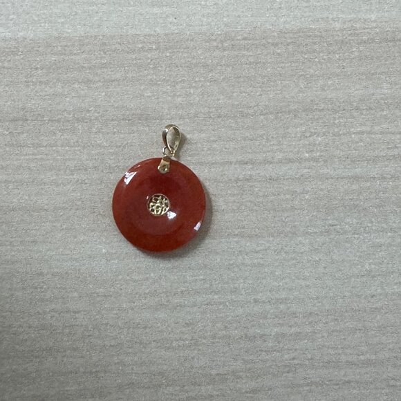 Amazon.com: 14K Yellow Gold Color Translucent Green Jade  14K Gold Jade Lucky Charm Pendant
